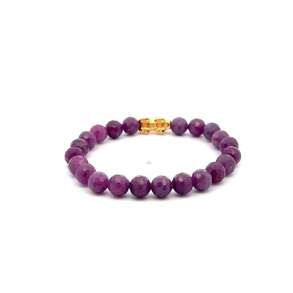 18K Gold Pixiu Piyao Bracelet Gemstones Ruby July Birthstones Micro Faceted - Picture 3 of 5
